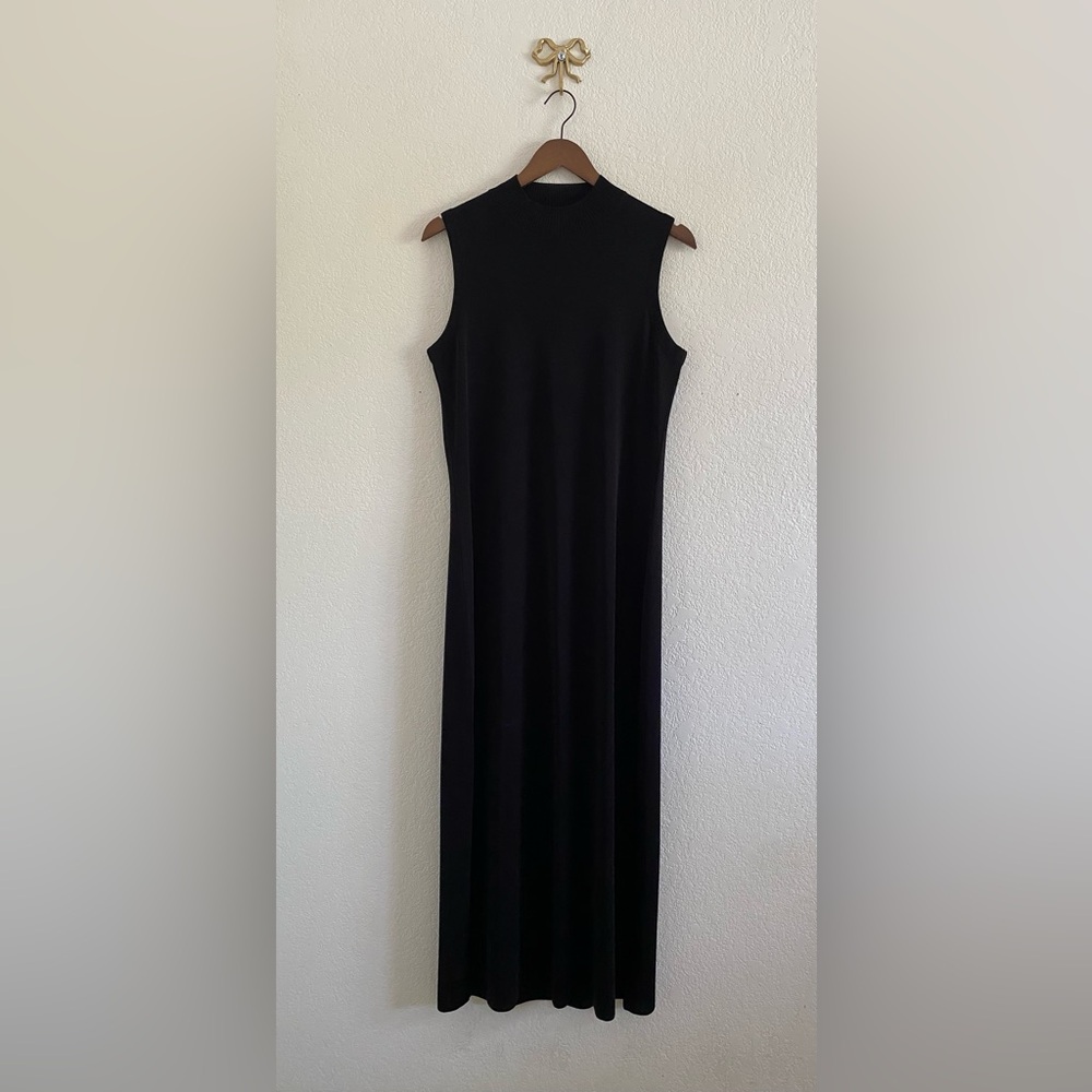 Exclusively Misook Black Sleeveless Maxi Dress Womens L Acrylic Knit Capsule